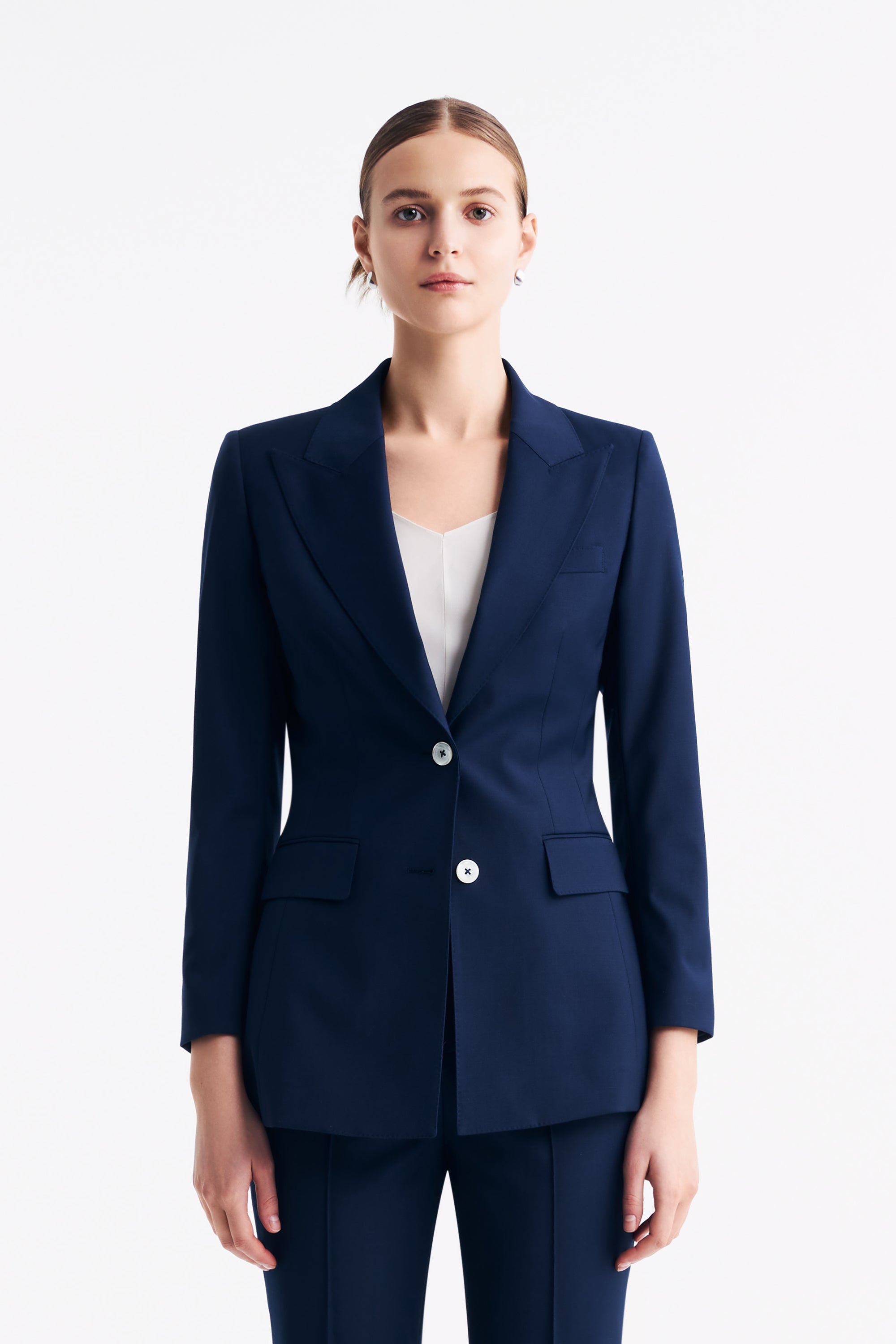 TieForHer - LC DOM™ Peak Lapel Single-breasted Blazer - Dark Blue - Blazer