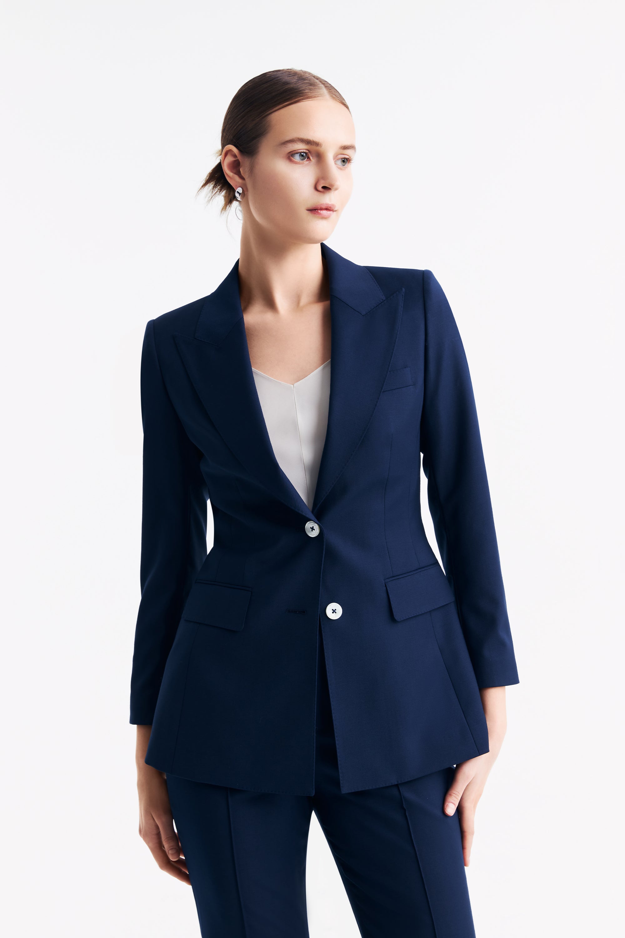 TieForHer - LC DOM™ Peak Lapel Single-breasted Blazer - Dark Blue - Blazer