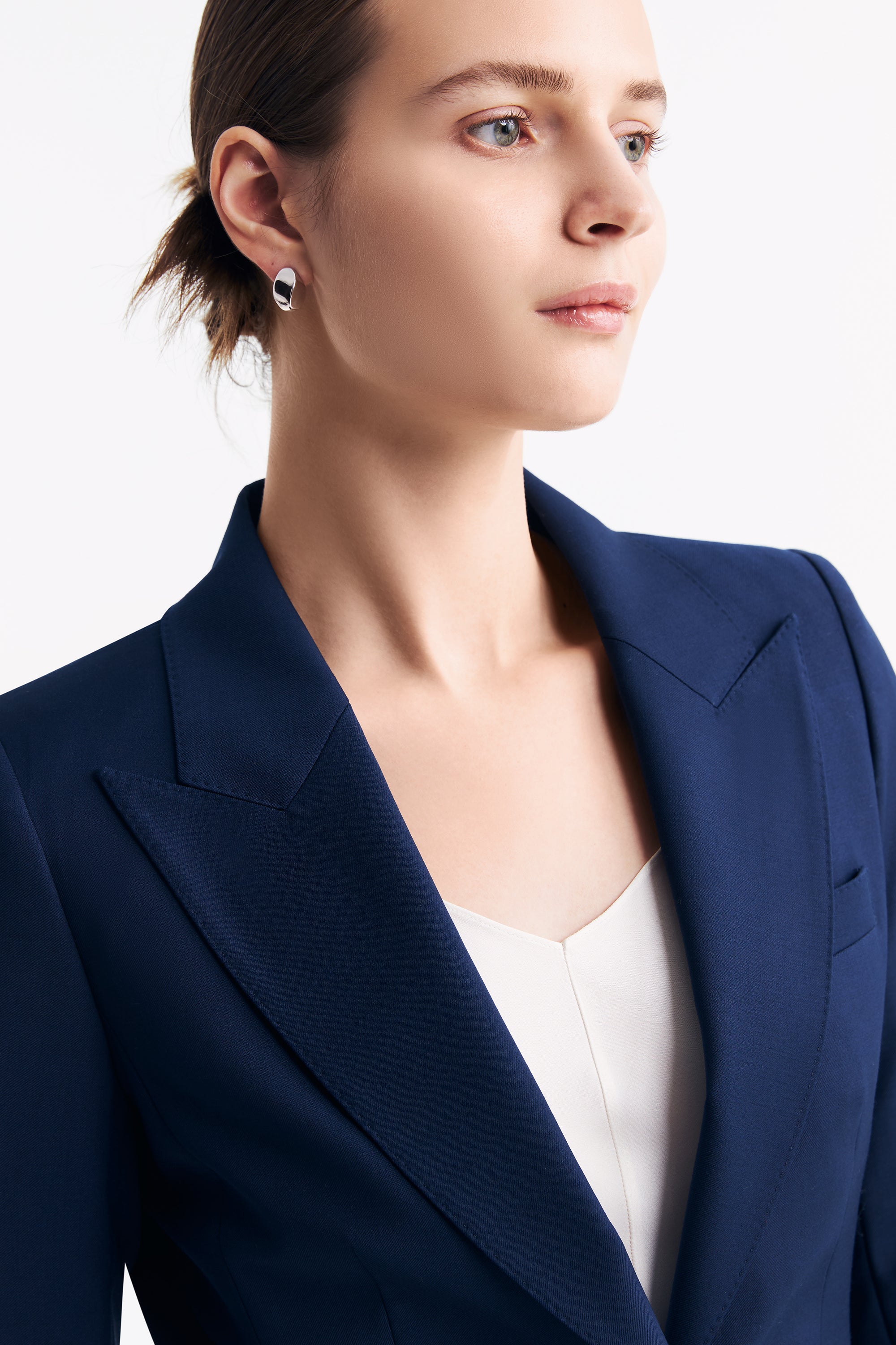 TieForHer - LC DOM™ Peak Lapel Single-breasted Blazer - Dark Blue - Blazer