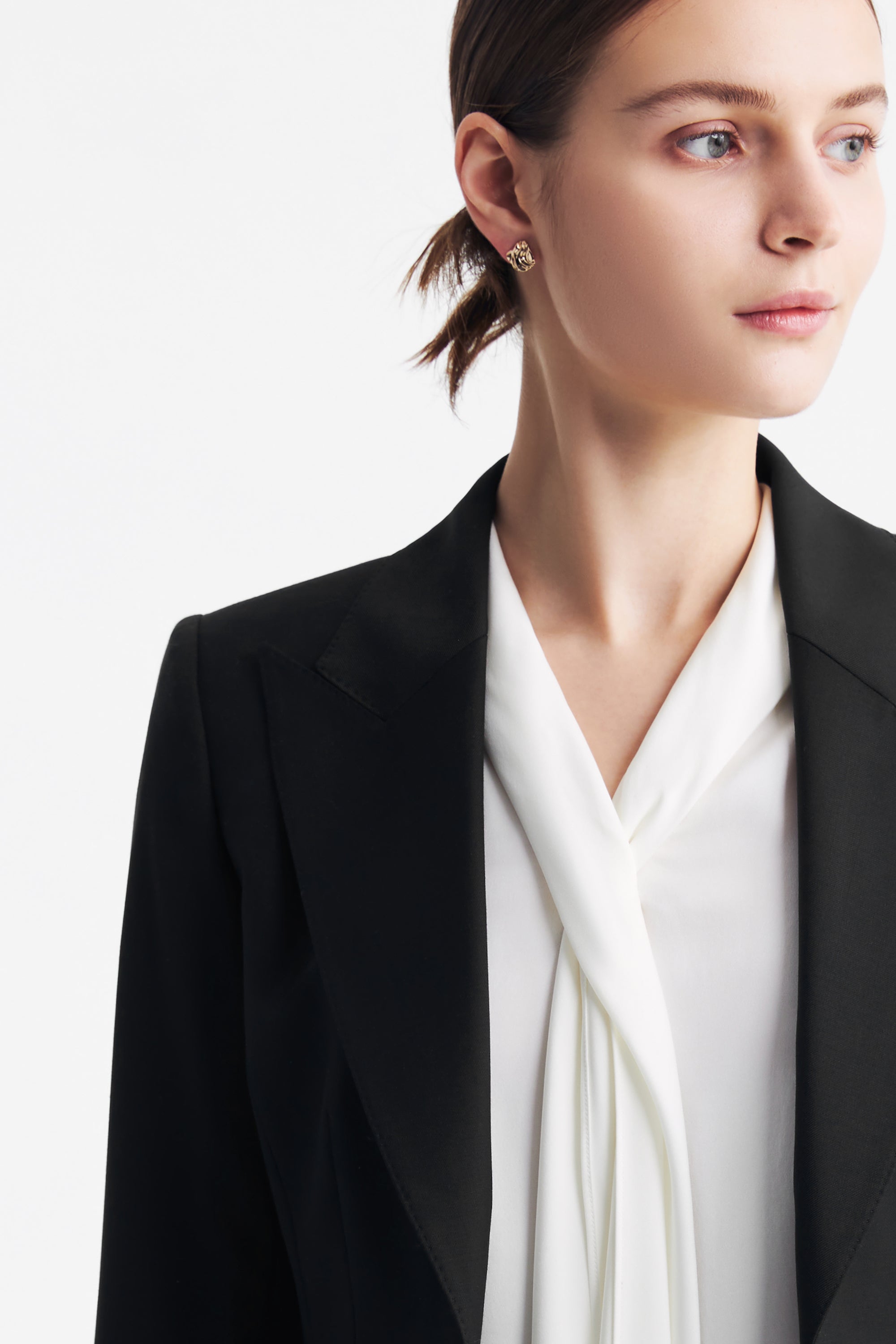 TieForHer - LC DOM™ Peak Lapel Single-breasted Shell-buttons Blazer - Black - Blazer