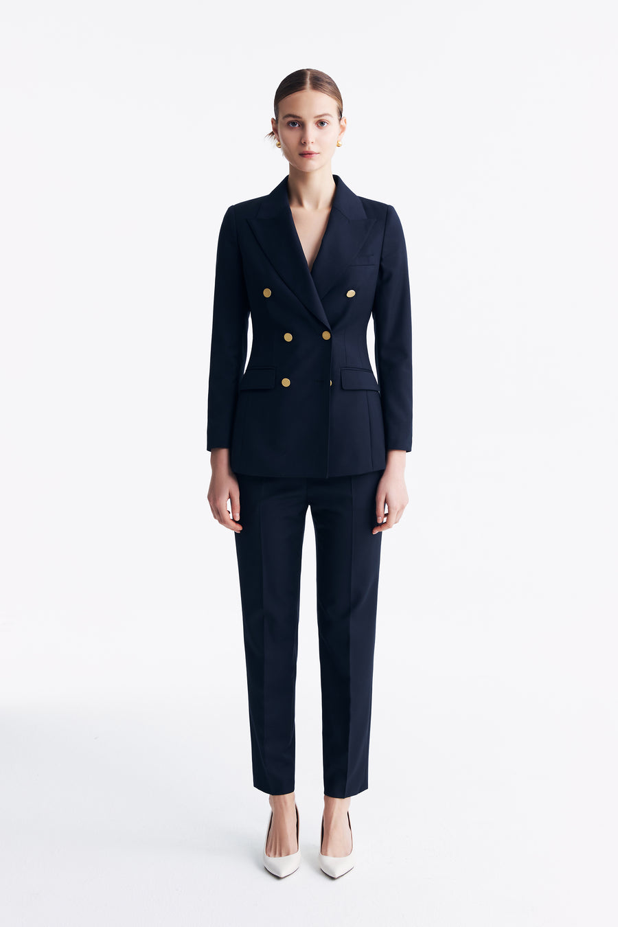 Elena Trousers Dark Navy Check