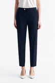 LC ELENA™ Loyal Navy Blue Subtle Grid Cropped Trousers