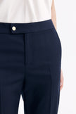 LC ELENA™ Loyal Navy Blue Subtle Grid Cropped Trousers