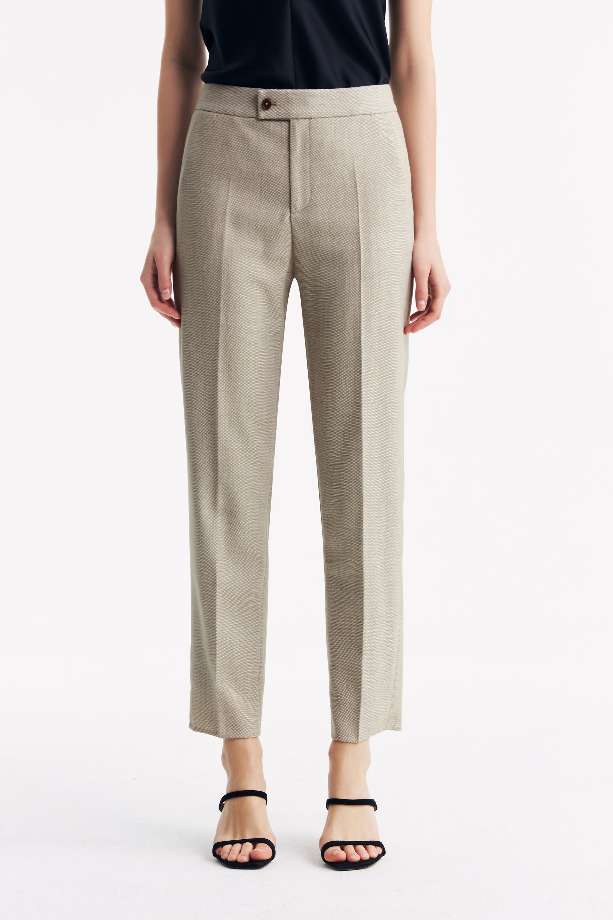 TieForHer - LC ELENA™ Tailored Slim-fit Cropped Trousers - Apricot - Trouser