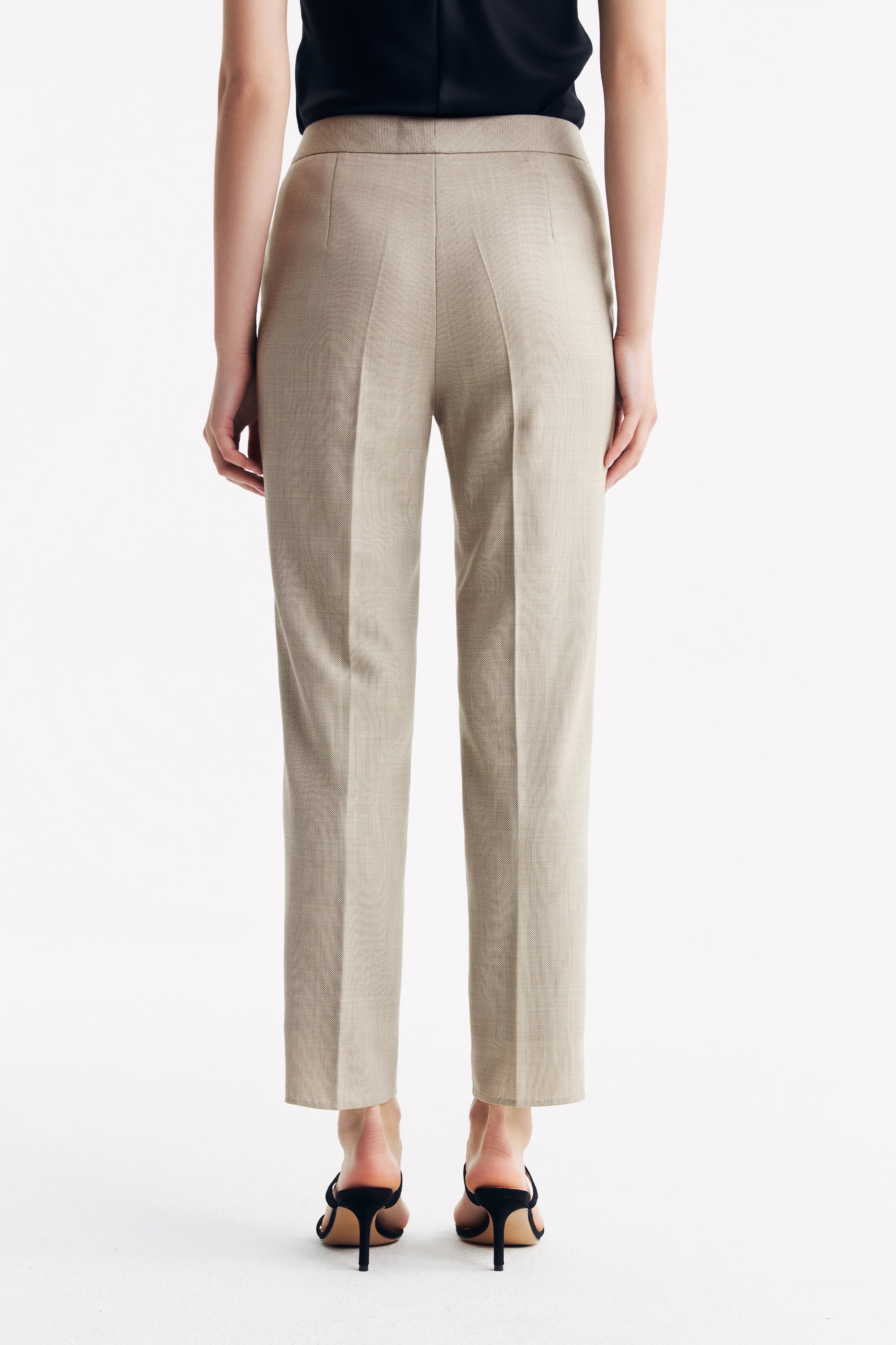 TieForHer - LC ELENA™ Tailored Slim-fit Cropped Trousers - Apricot - Trouser