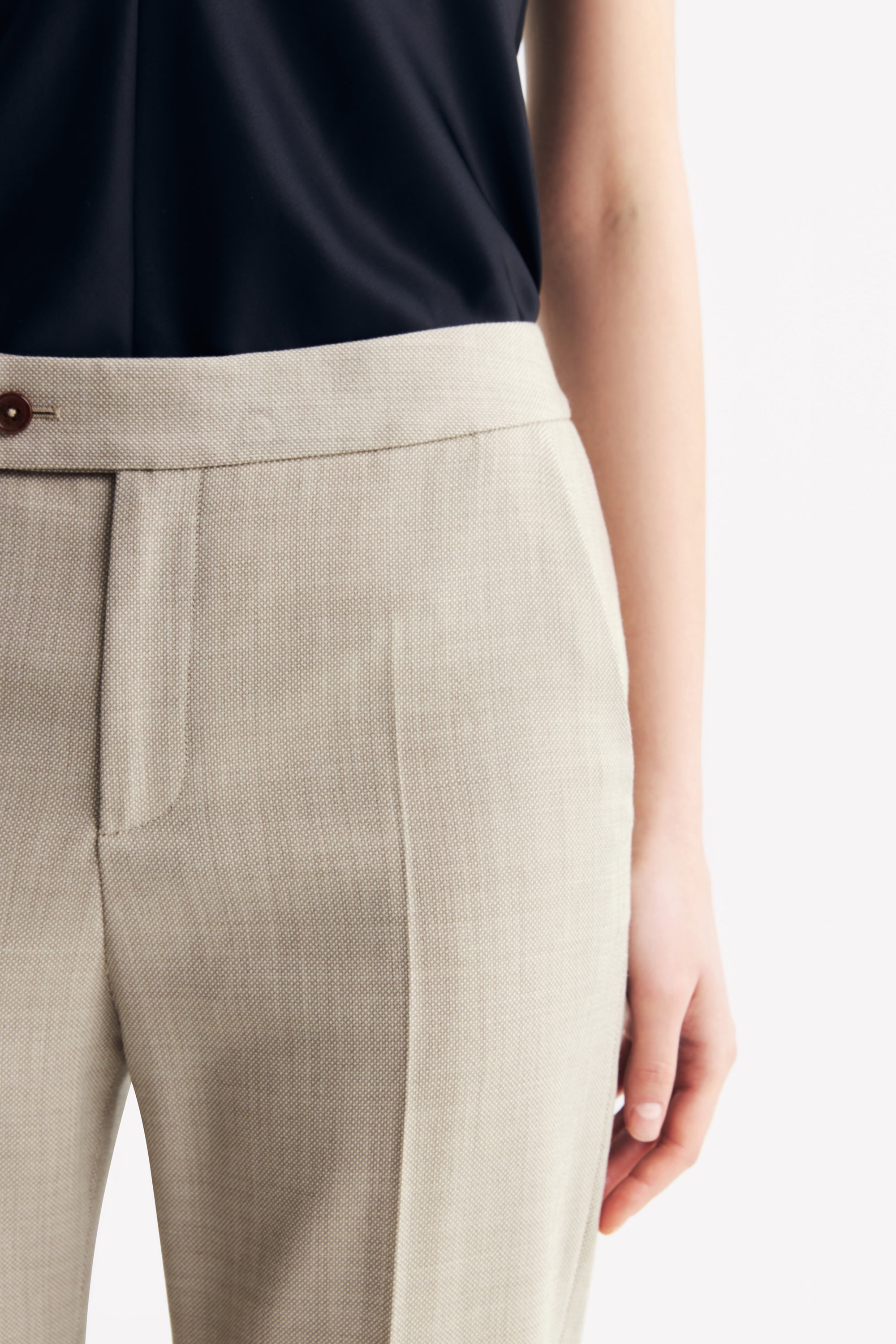 TieForHer - LC ELENA™ Tailored Slim-fit Cropped Trousers - Apricot - Trouser