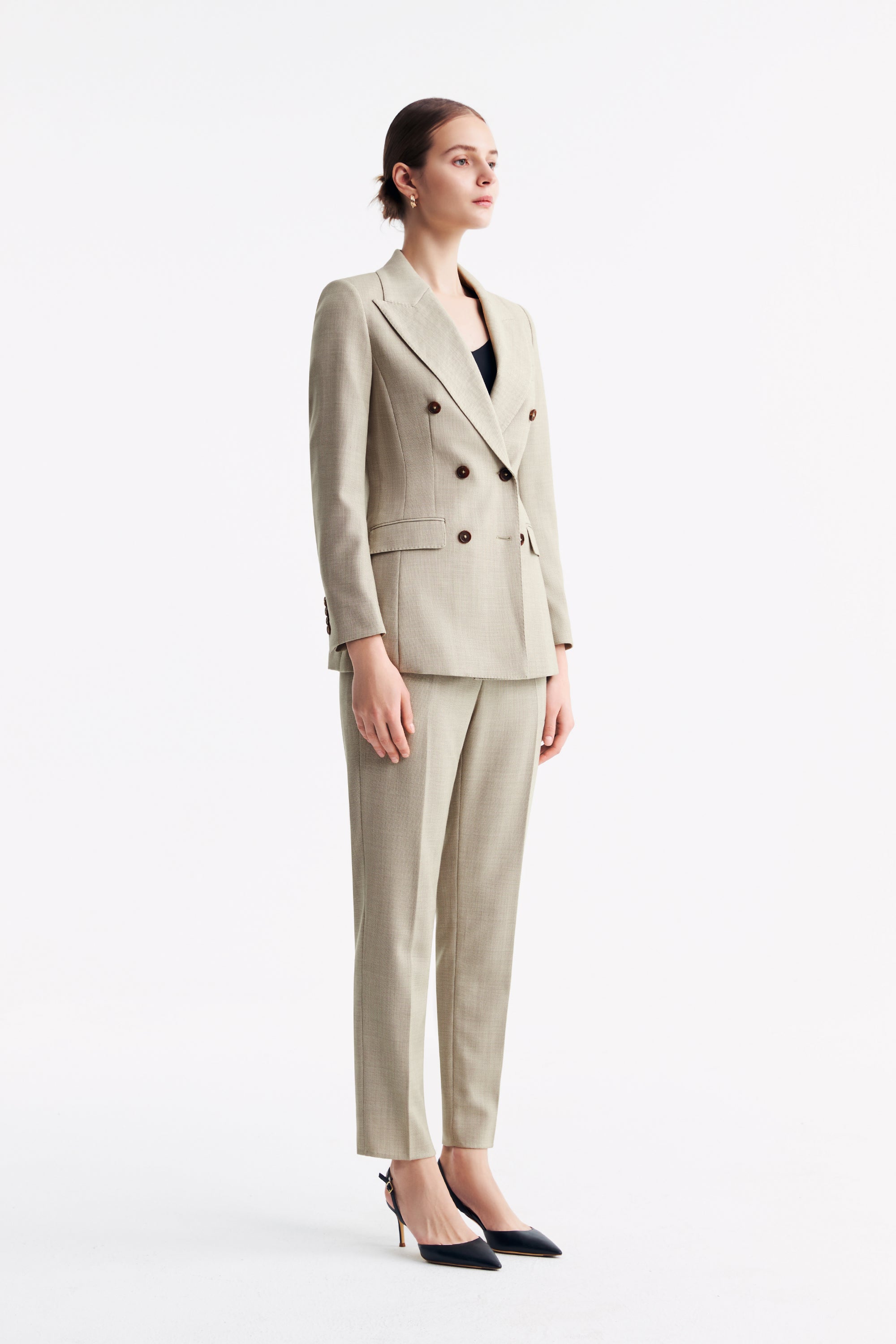 TieForHer - LC ELENA™ Tailored Slim-fit Cropped Trousers - Apricot - Trouser