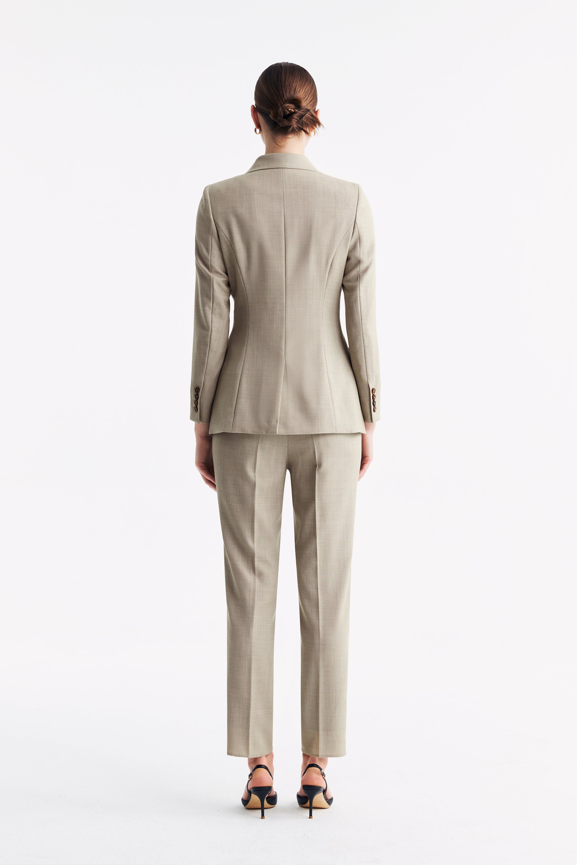 TieForHer - LC ELENA™ Tailored Slim-fit Cropped Trousers - Apricot - Trouser