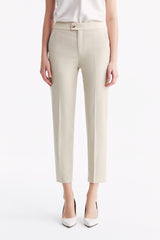 LC ELENA™ Tailored Slim-fit Cropped Trousers - Oatmeal