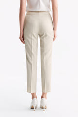 LC ELENA™ Tailored Slim-fit Cropped Trousers - Oatmeal