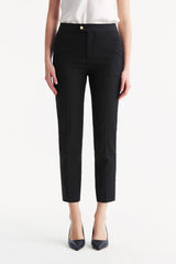 LC ELENA™ Tailored Slim-fit Cropped Trousers - Black Honeycomb Pattern