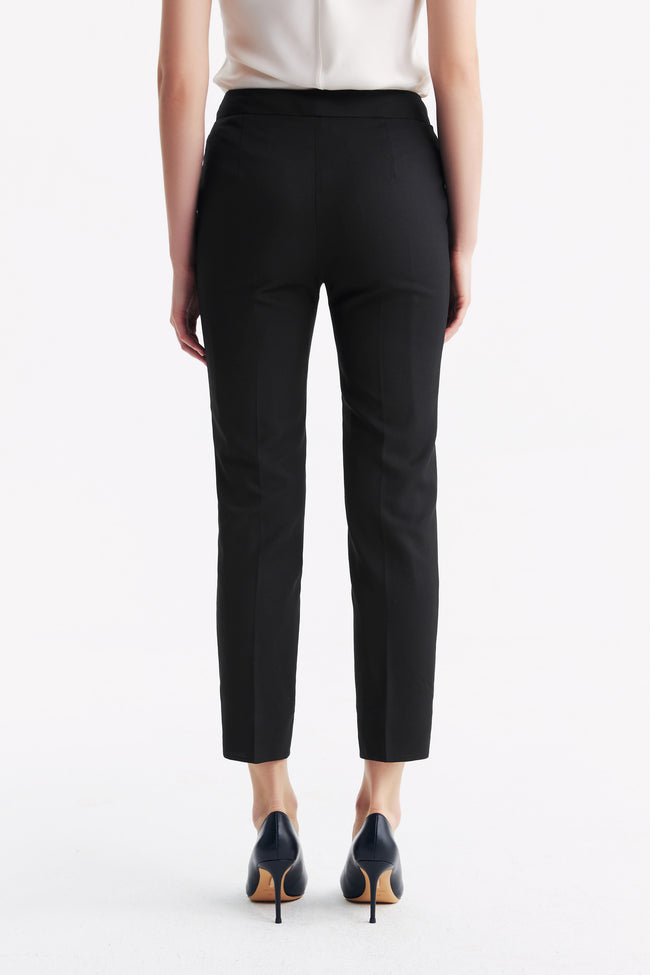 LC ELENA™ Tailored Slim-fit Cropped Trousers - Black Honeycomb Pattern