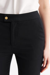 LC ELENA™ Tailored Slim-fit Cropped Trousers - Black Honeycomb Pattern