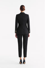 LC ELENA™ Tailored Slim-fit Cropped Trousers - Black Honeycomb Pattern