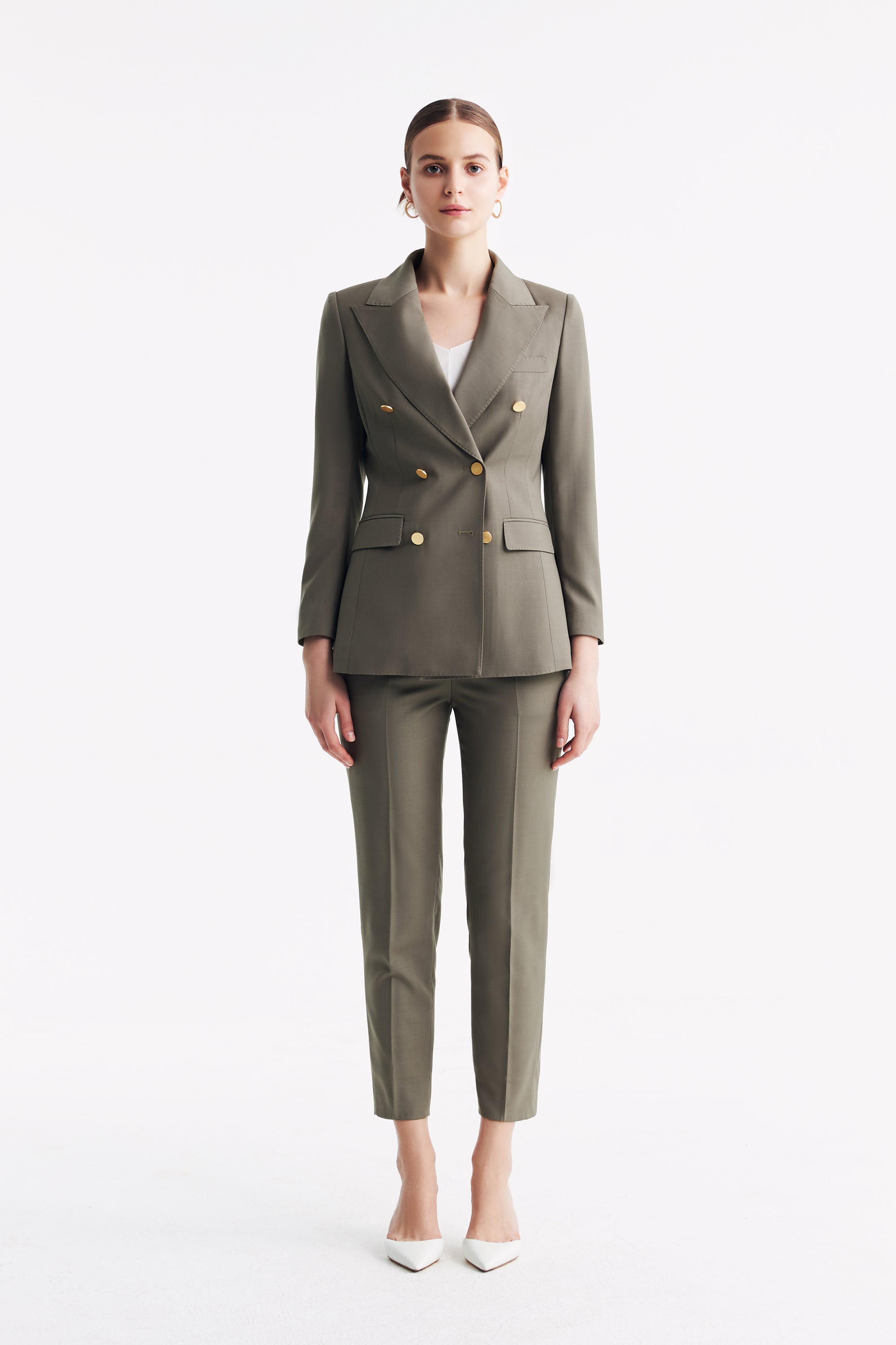 TieForHer - LC ELENA™ Tailored Slim-fit Cropped Trousers - Caterpillar Grey - Trouser