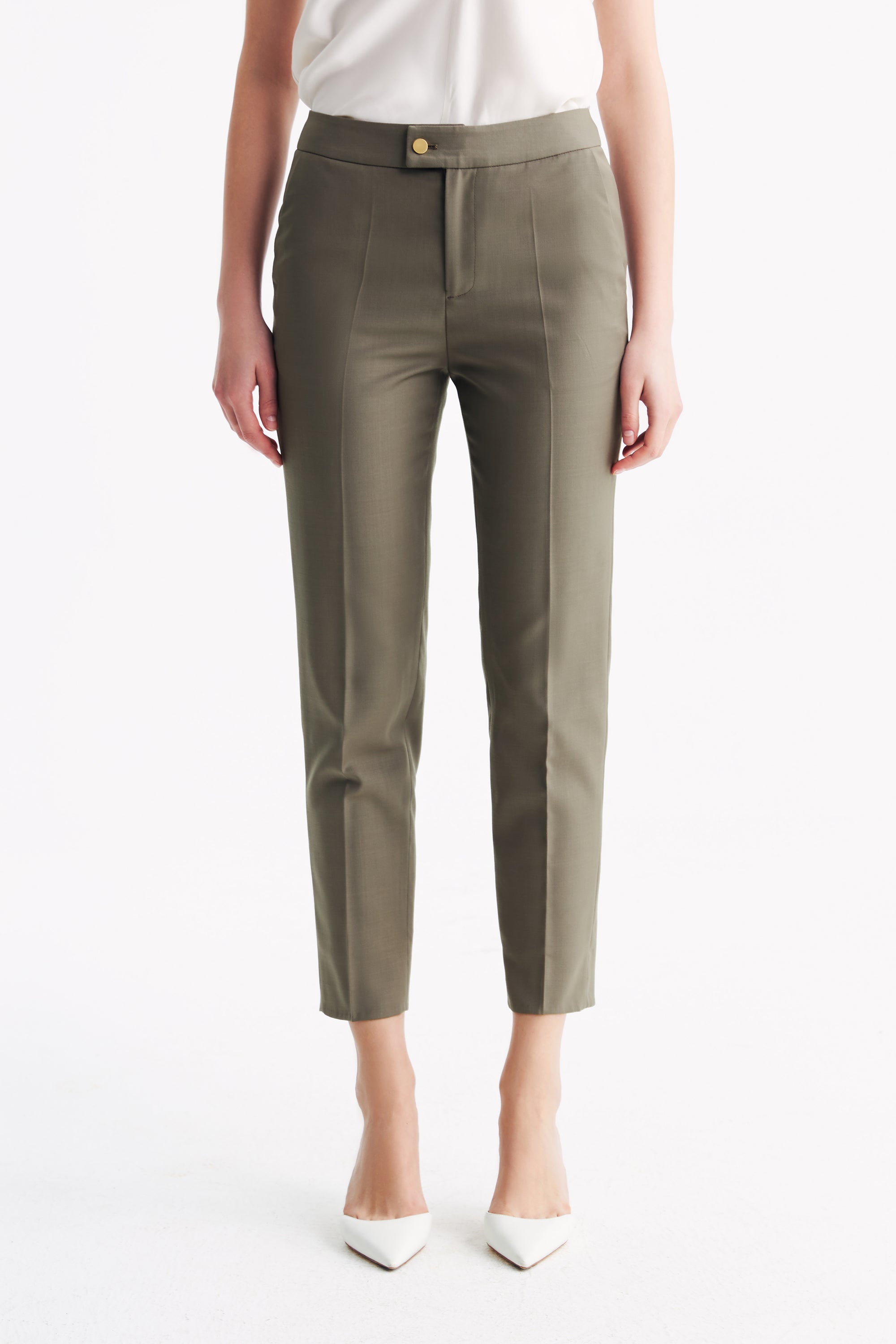 TieForHer - LC ELENA™ Tailored Slim-fit Cropped Trousers - Caterpillar Grey - Trouser