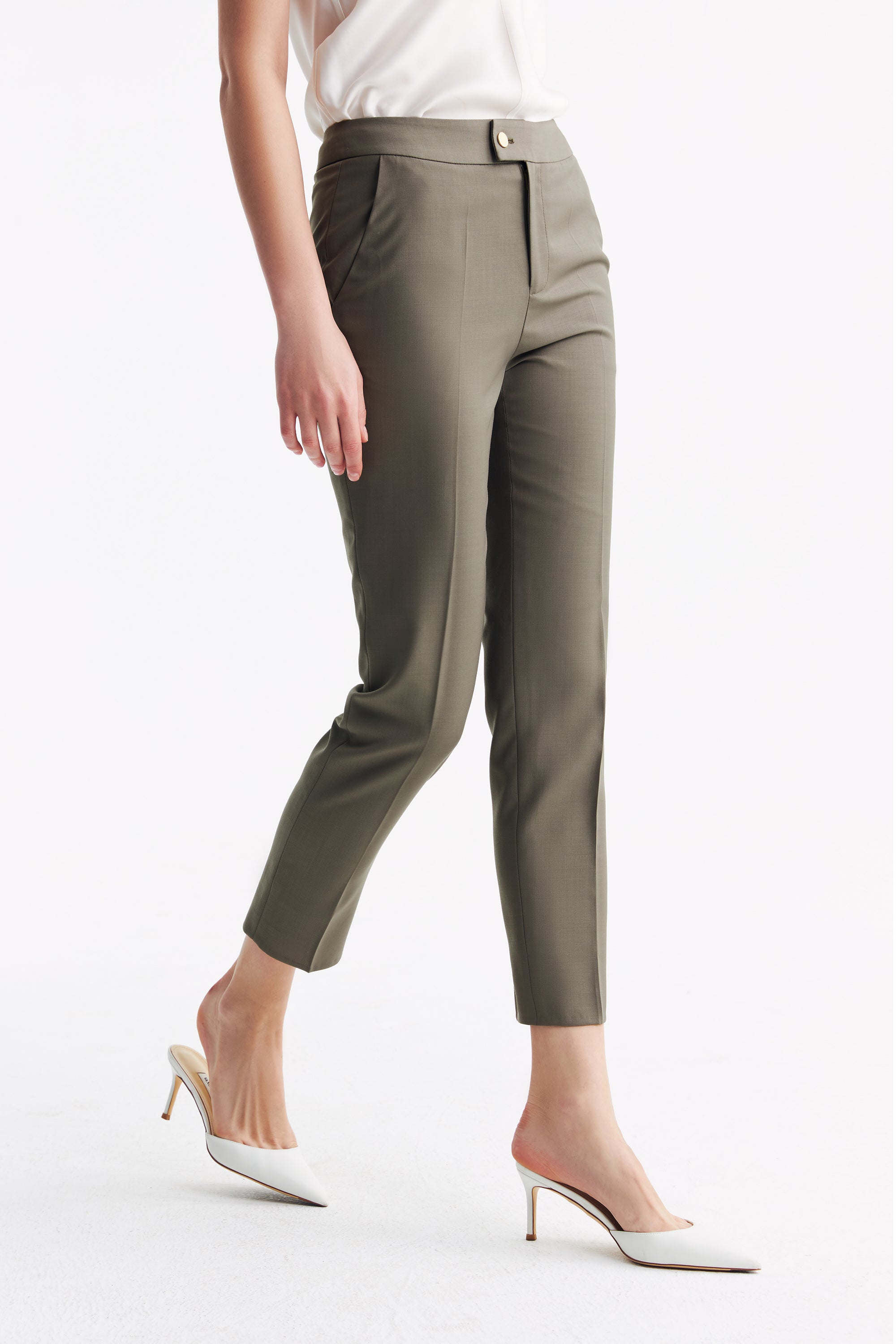 TieForHer - LC ELENA™ Tailored Slim-fit Cropped Trousers - Caterpillar Grey - Trouser