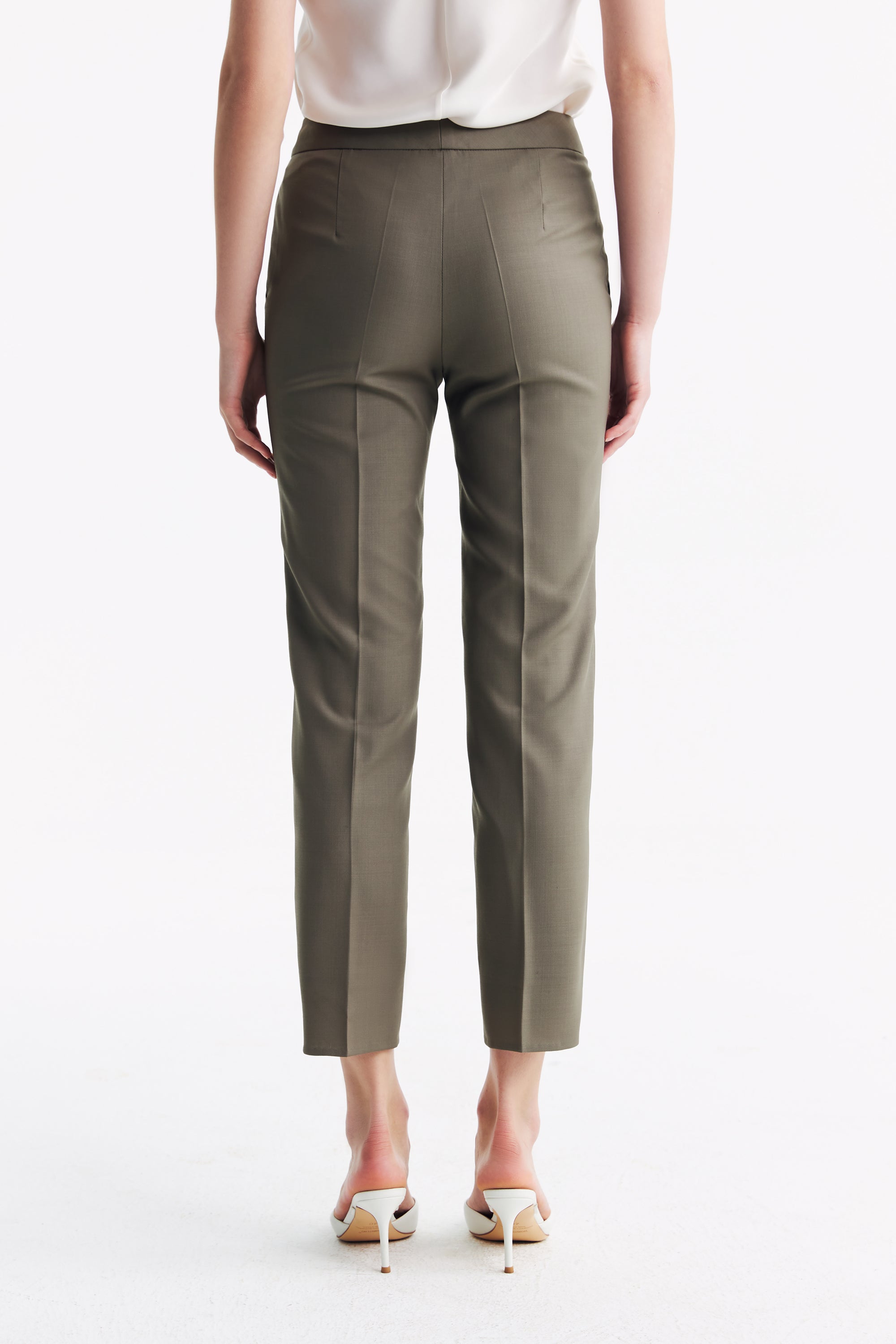 TieForHer - LC ELENA™ Tailored Slim-fit Cropped Trousers - Caterpillar Grey - Trouser