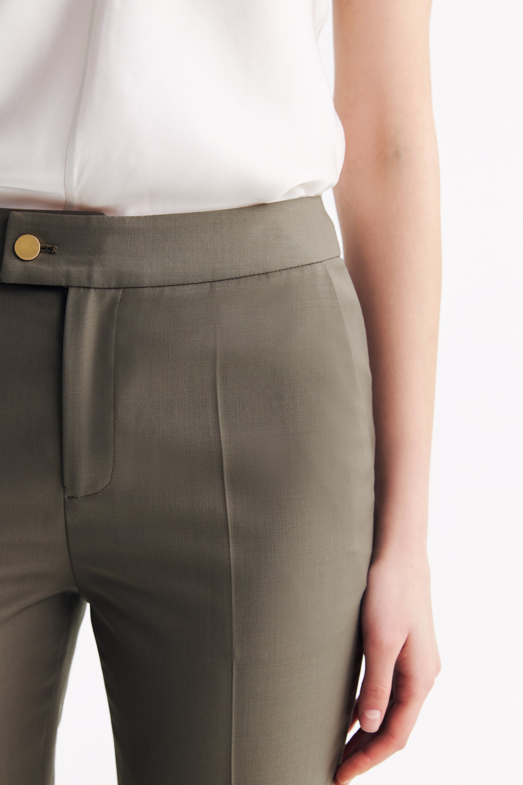 TieForHer - LC ELENA™ Tailored Slim-fit Cropped Trousers - Caterpillar Grey - Trouser