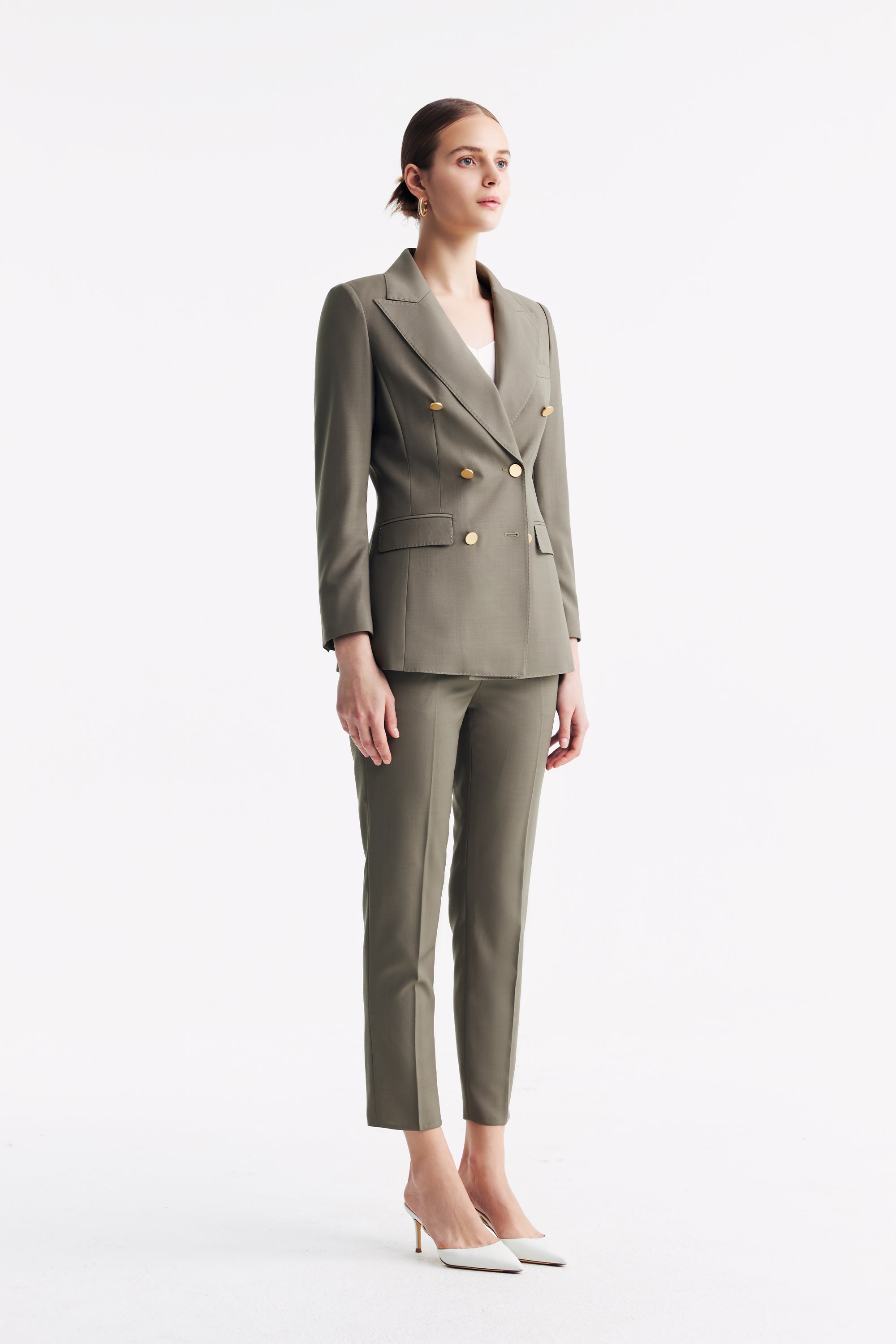 TieForHer - LC ELENA™ Tailored Slim-fit Cropped Trousers - Caterpillar Grey - Trouser