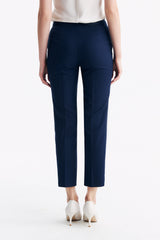 LC ELENA™ Tailored Slim-fit Cropped Trousers - Dark Blue