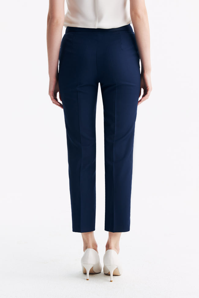 LC ELENA™ Tailored Slim-fit Cropped Trousers - Dark Blue