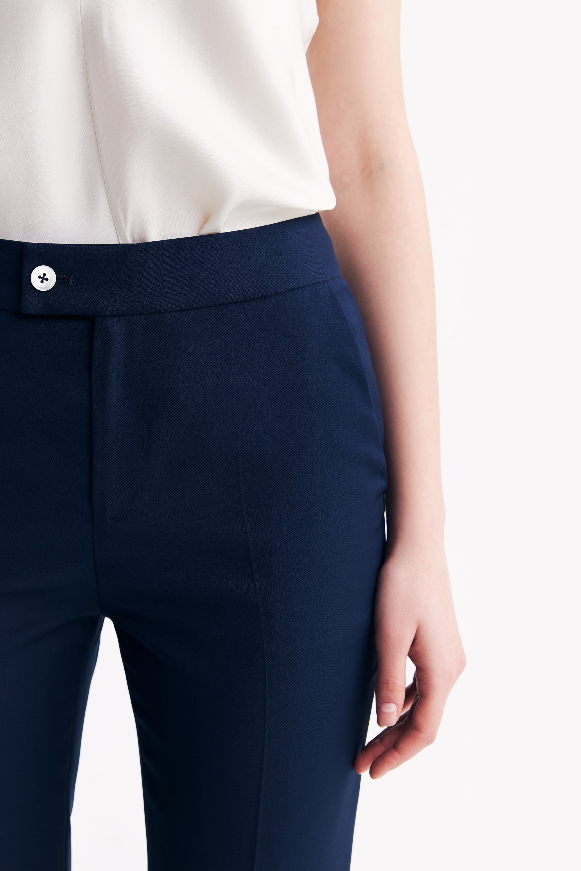 TieForHer - LC ELENA™ Tailored Slim-fit Cropped Trousers - Dark Blue - Trouser