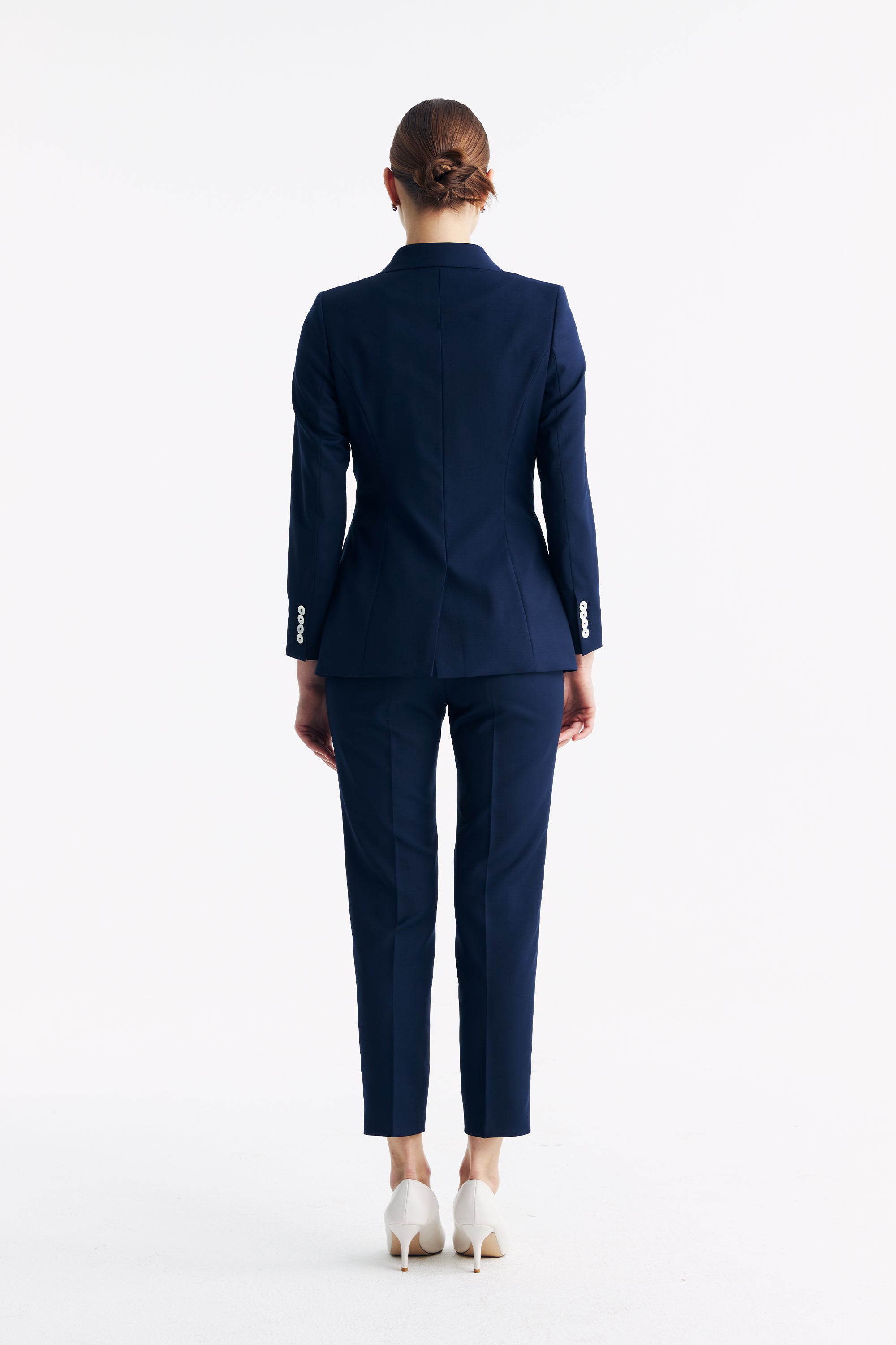 TieForHer - LC ELENA™ Tailored Slim-fit Cropped Trousers - Dark Blue - Trouser