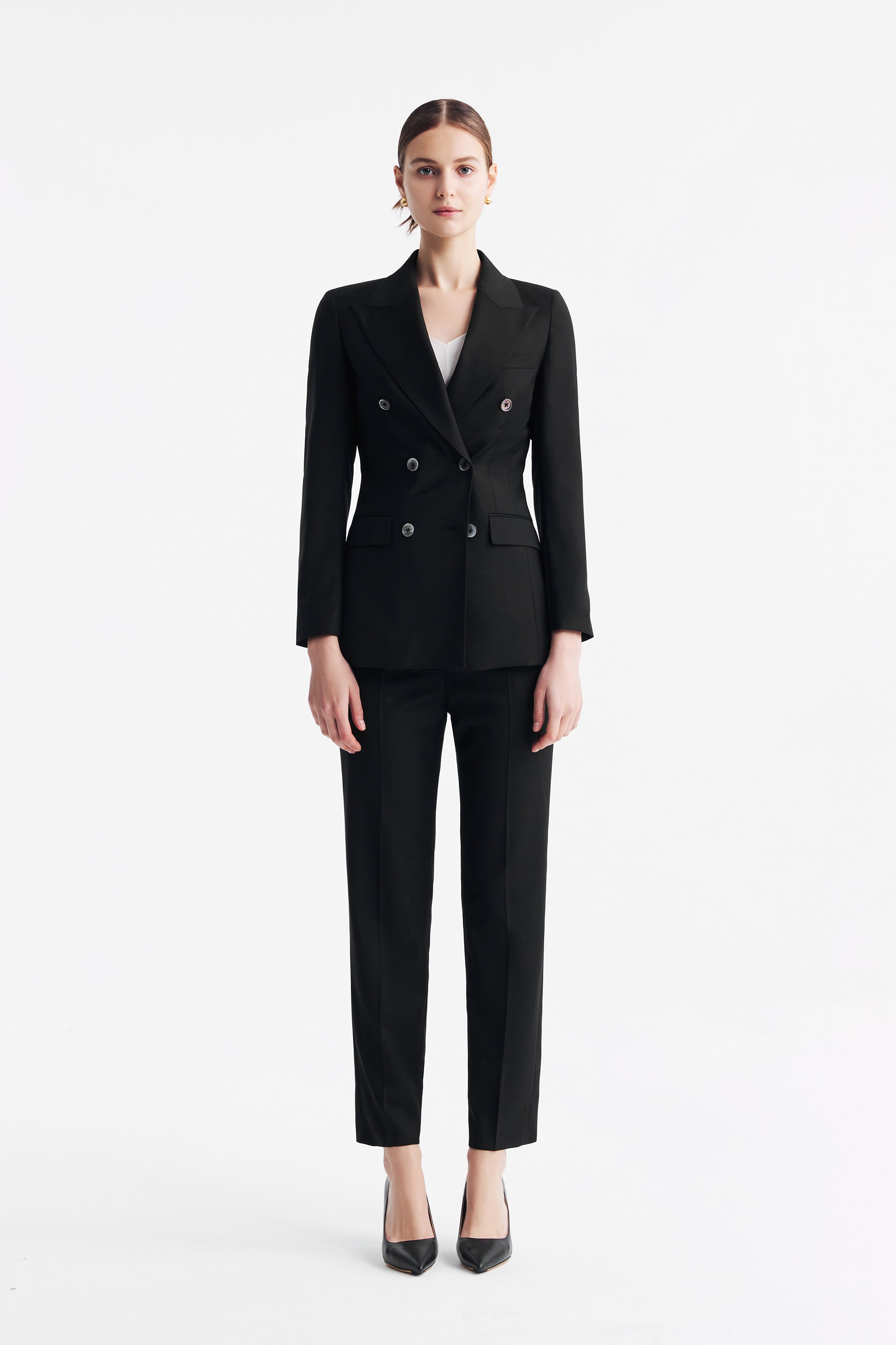 TieForHer - LC ELENA™ Tailored Slim-fit Cropped Trousers - Black - Trouser