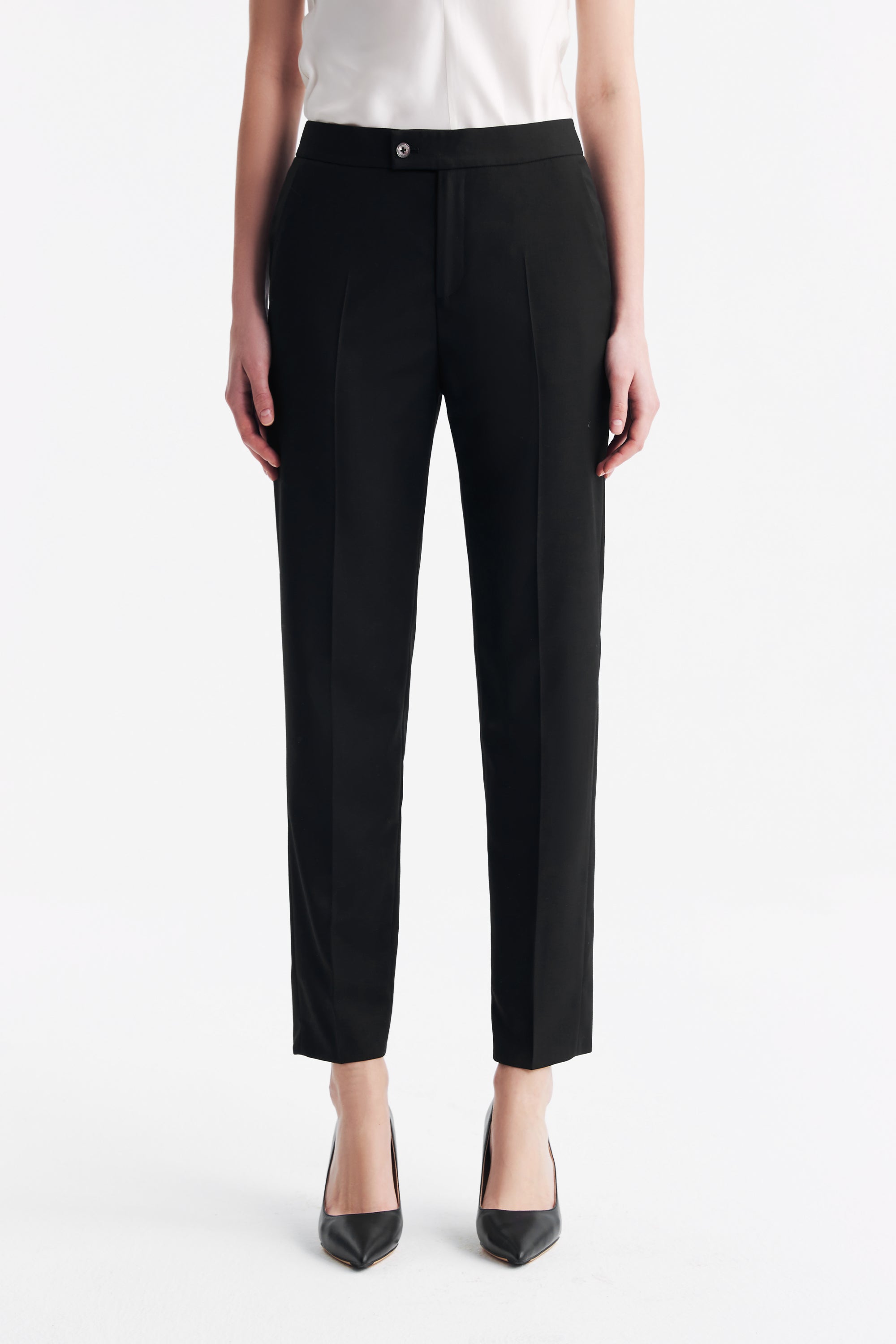 TieForHer - LC ELENA™ Tailored Slim-fit Cropped Trousers - Black - Trouser