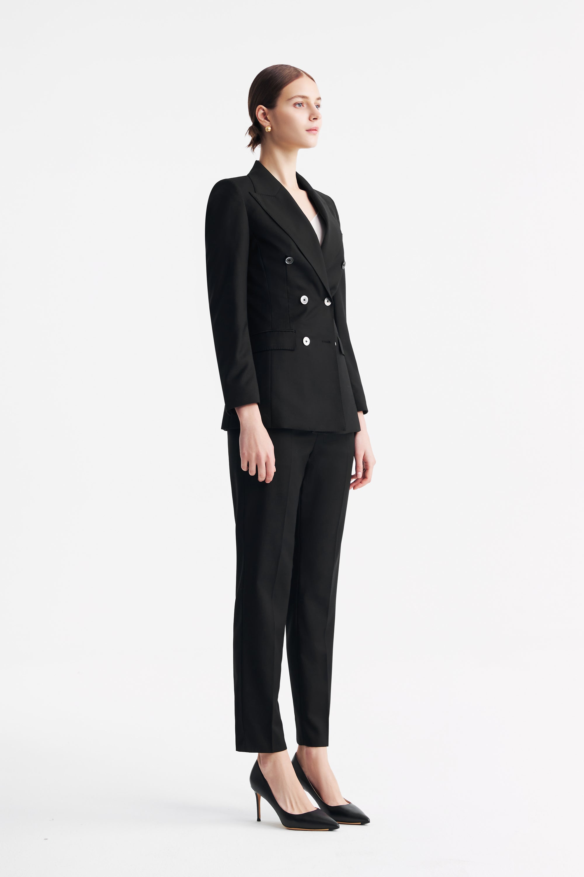 TieForHer - LC ELENA™ Tailored Slim-fit Cropped Trousers - Black - Trouser