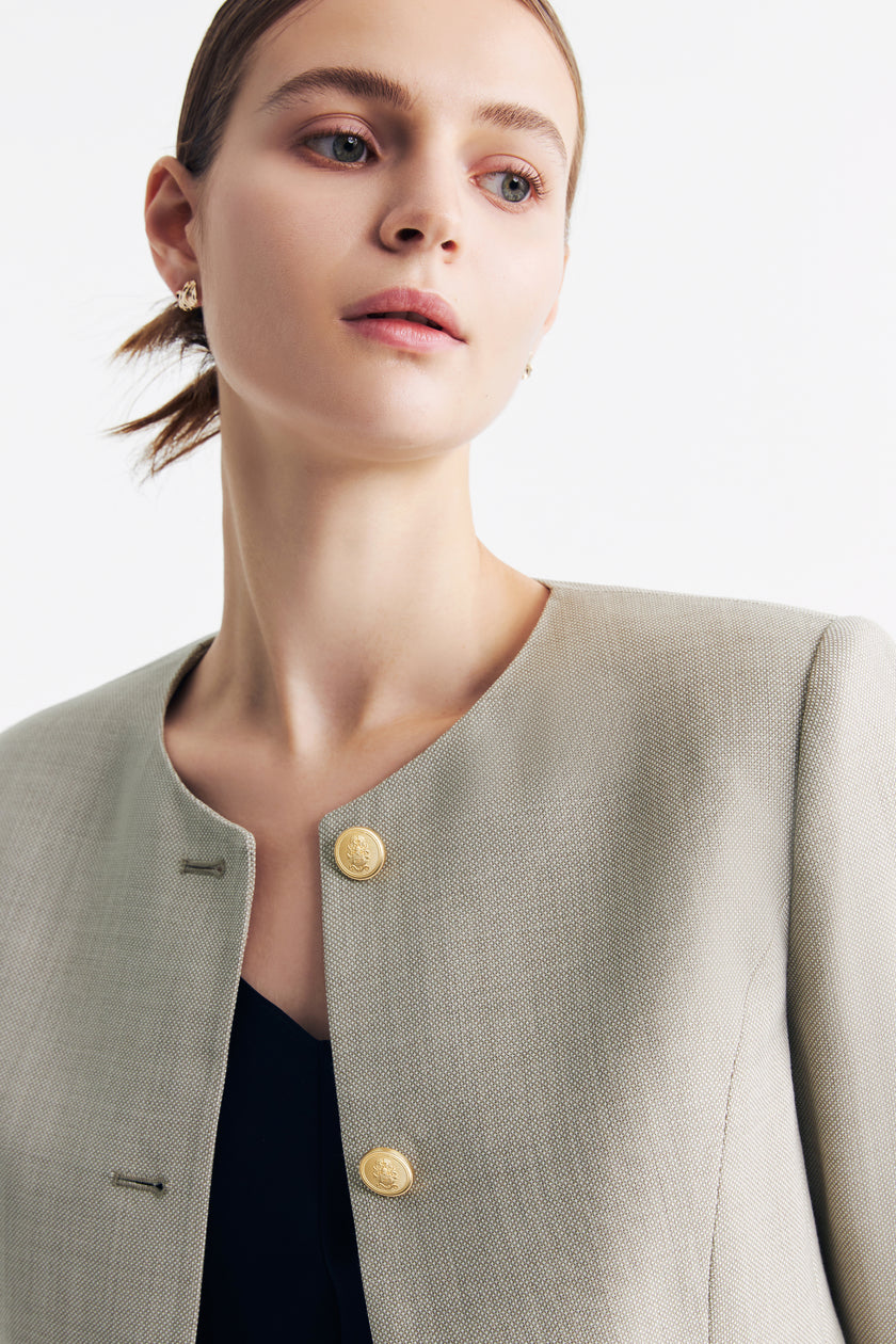 LC GABRI™ Apricot Granular Texture Short Jacket