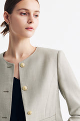 LC GABRI™ Round-neck Single-breasted Short Jacket - Apricot