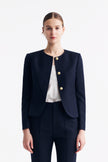 LC GABRI™ Loyal Navy Blue Honeycomb Pattern Short Jacket