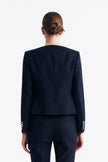LC GABRI™ Loyal Navy Blue Honeycomb Pattern Short Jacket