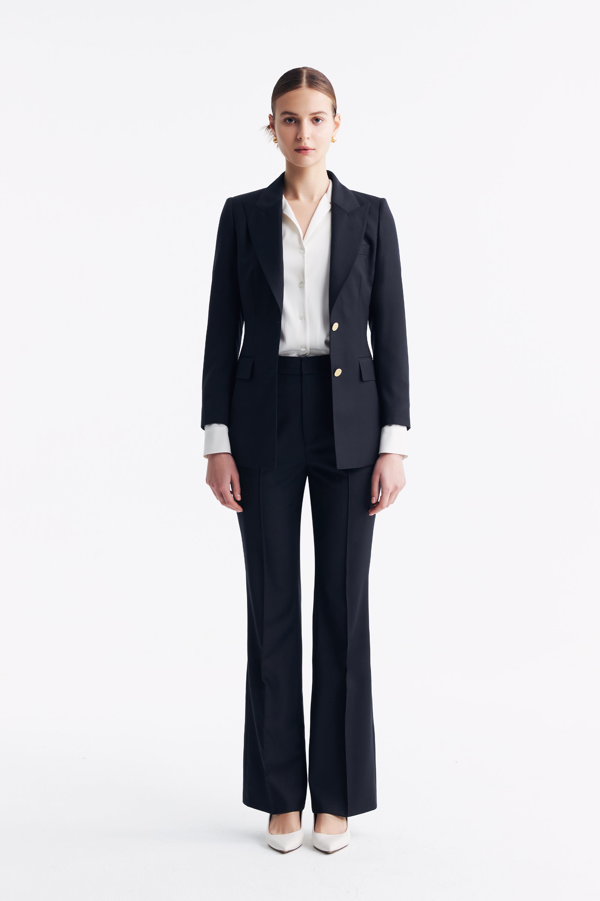 TieForHer - LC GANDI™ Tailored Slim-fit Ankle-length Trousers - Dark Navy Plaid - Trouser