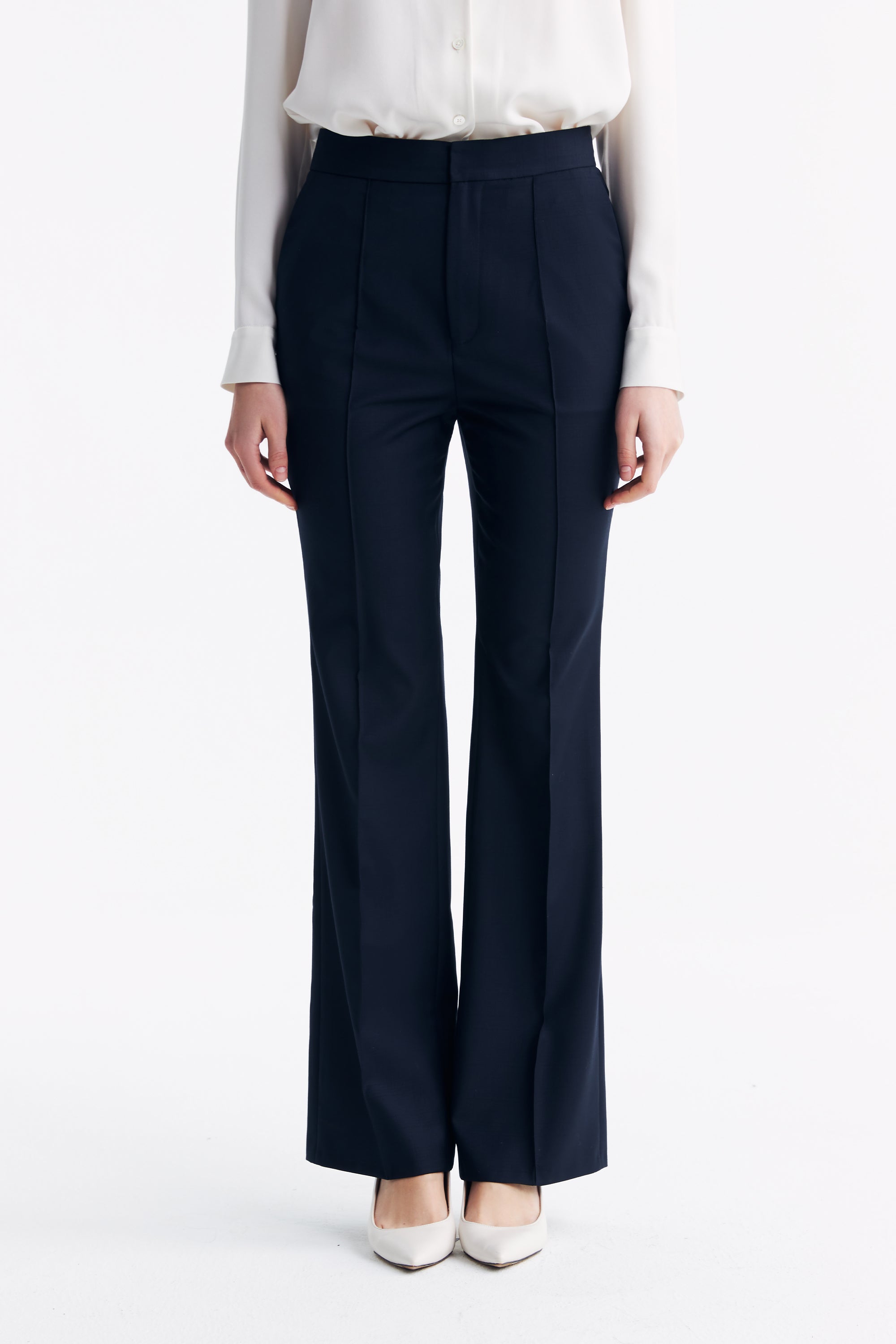 TieForHer - LC GANDI™ Tailored Slim-fit Ankle-length Trousers - Dark Navy Plaid - Trouser