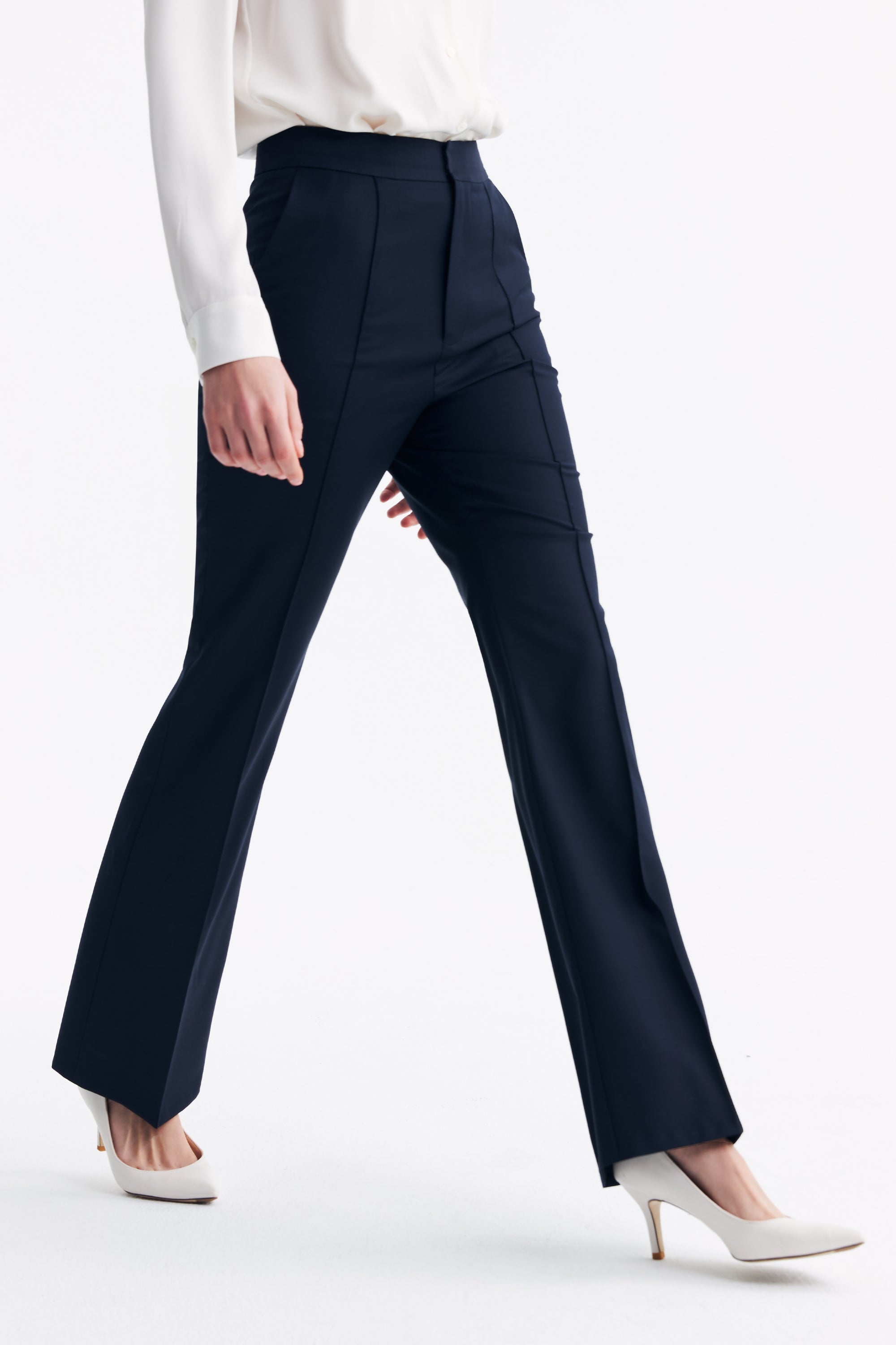 TieForHer - LC GANDI™ Tailored Slim-fit Ankle-length Trousers - Dark Navy Plaid - Trouser