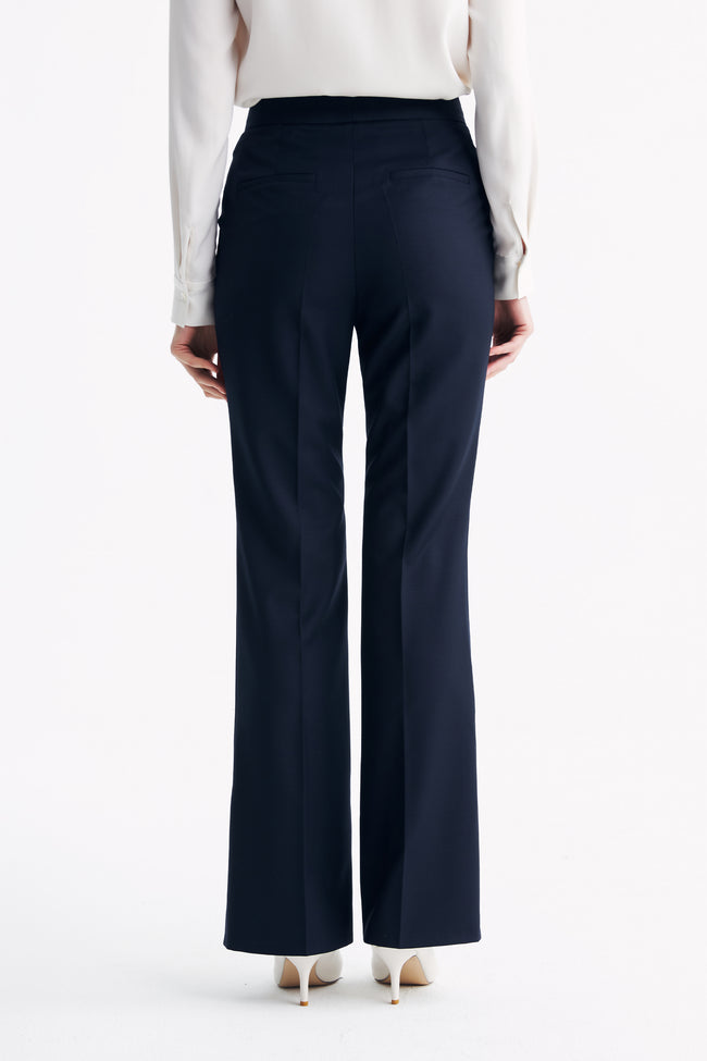 LC GANDI™ Tailored Slim-fit Ankle-length Trousers - Dark Navy Plaid