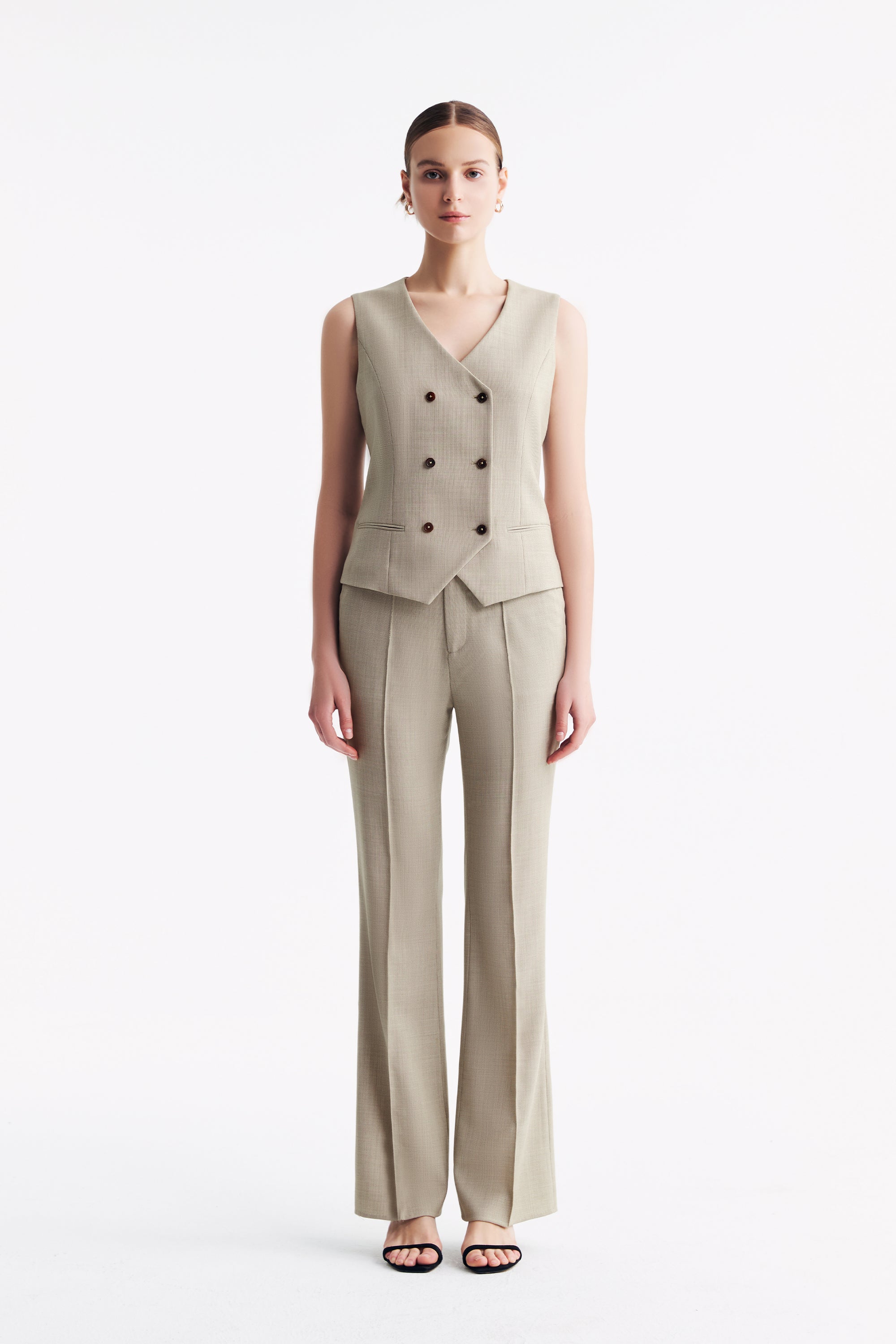 TieForHer - LC GANDI™ Tailored Slim-fit Ankle-length Trousers - Apricot - Trouser