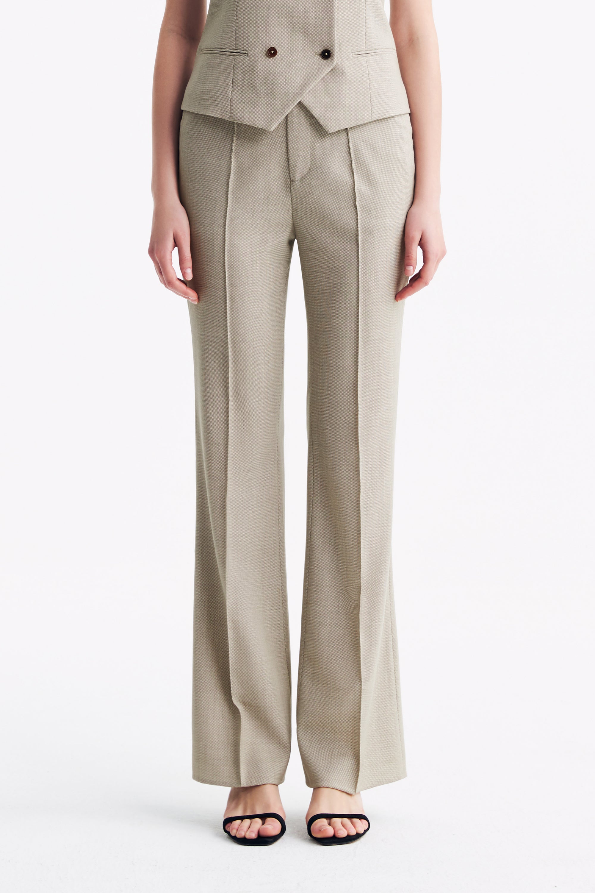 TieForHer - LC GANDI™ Tailored Slim-fit Ankle-length Trousers - Apricot - Trouser