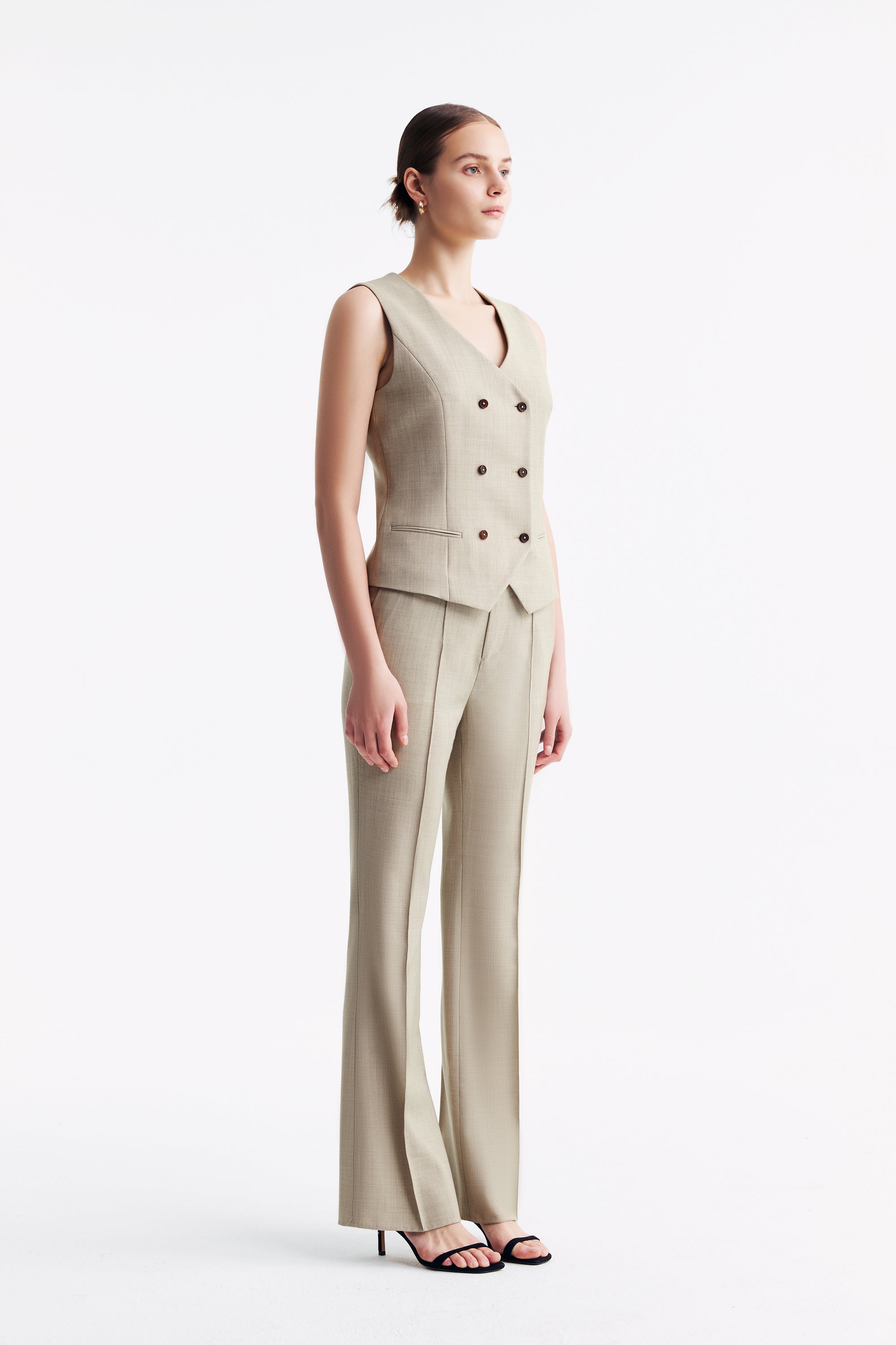 TieForHer - LC GANDI™ Tailored Slim-fit Ankle-length Trousers - Apricot - Trouser