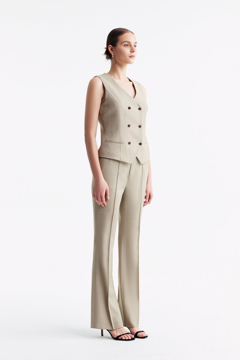 LC GANDI™ Apricot Granular Texture Ankle-length Trousers