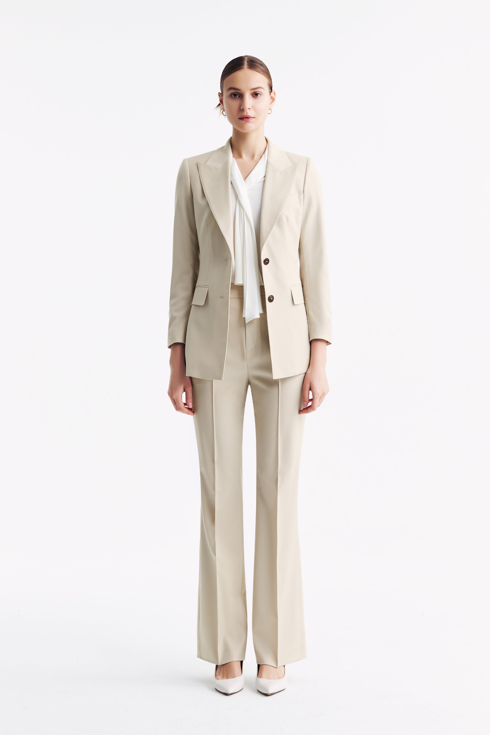 TieForHer - LC GANDI™ Tailored Slim-fit Ankle-length Trousers - Oatmeal - Trouser