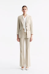 LC GANDI™ Tailored Slim-fit Ankle-length Trousers - Oatmeal