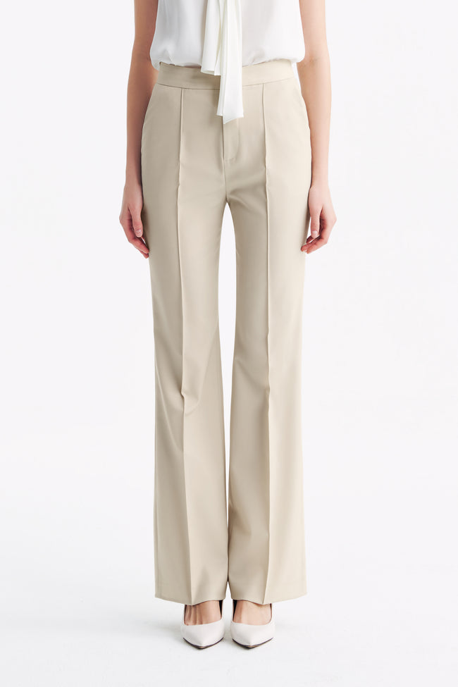 LC GANDI™ Tailored Slim-fit Ankle-length Trousers - Oatmeal