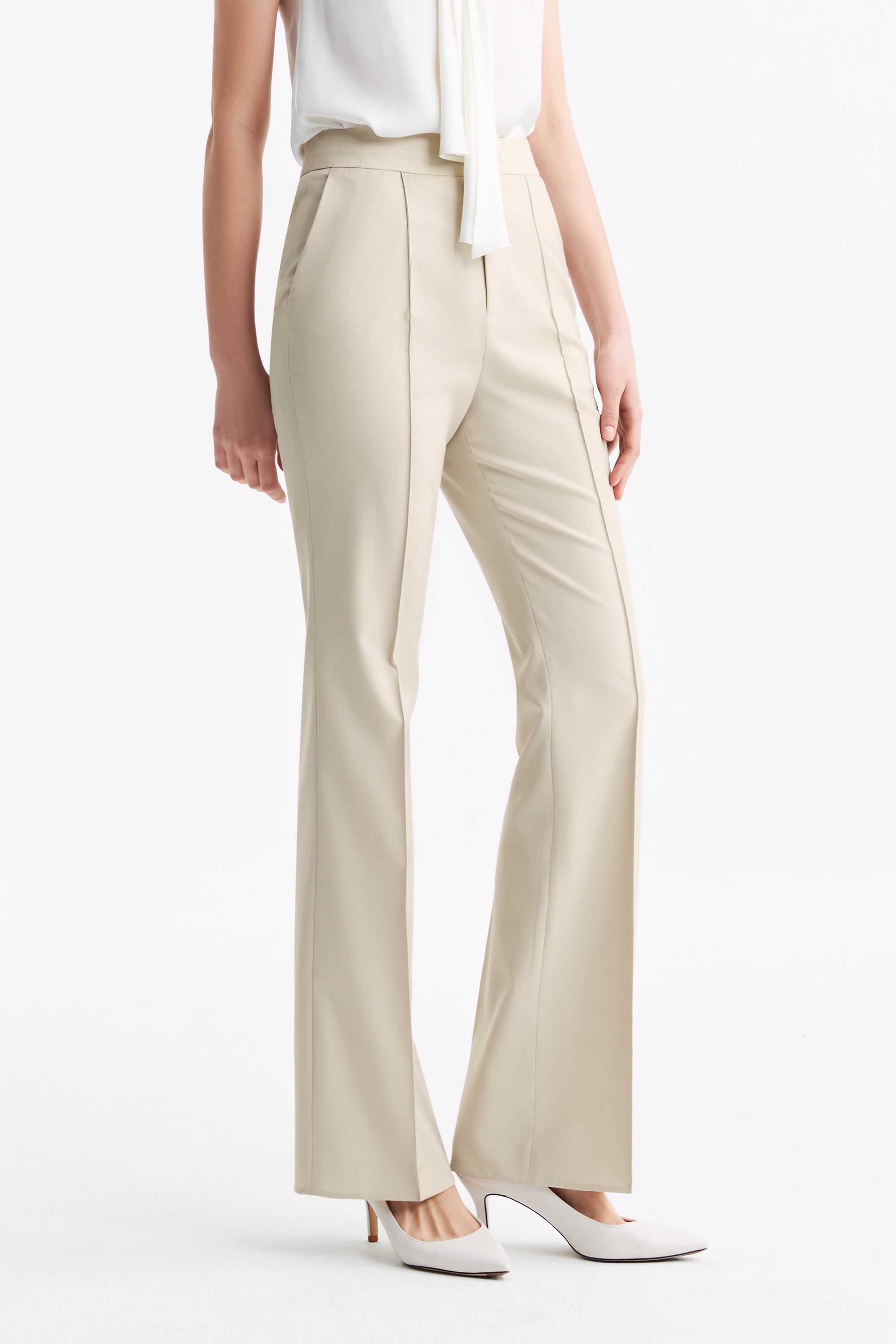 TieForHer - LC GANDI™ Tailored Slim-fit Ankle-length Trousers - Oatmeal - Trouser