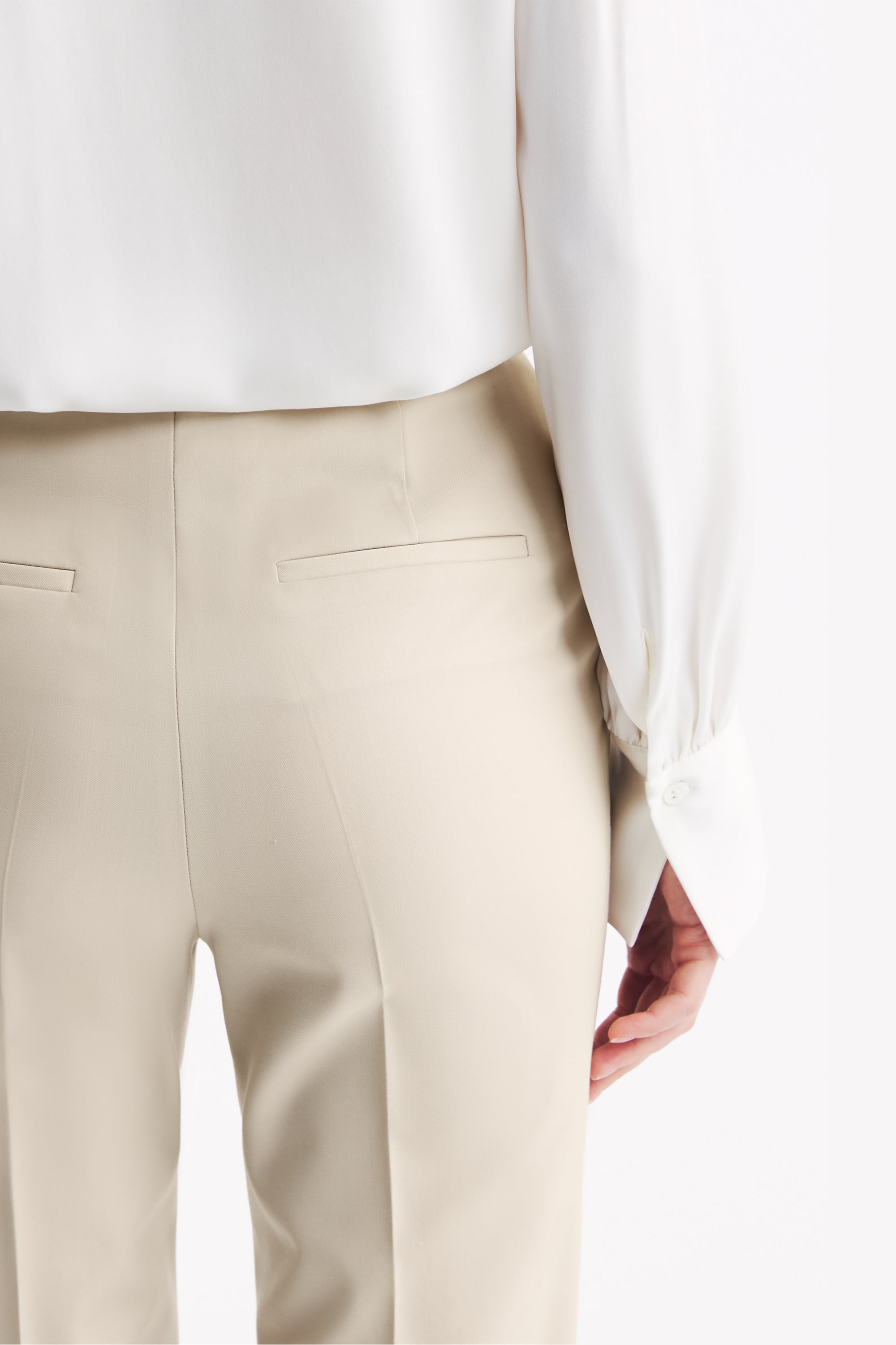 TieForHer - LC GANDI™ Tailored Slim-fit Ankle-length Trousers - Oatmeal - Trouser