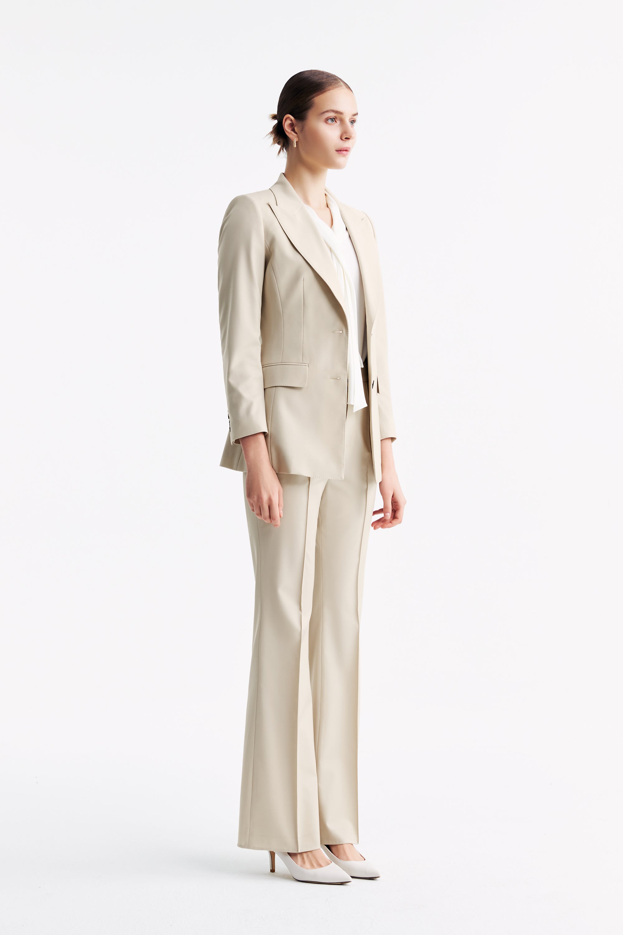 TieForHer - LC GANDI™ Tailored Slim-fit Ankle-length Trousers - Oatmeal - Trouser