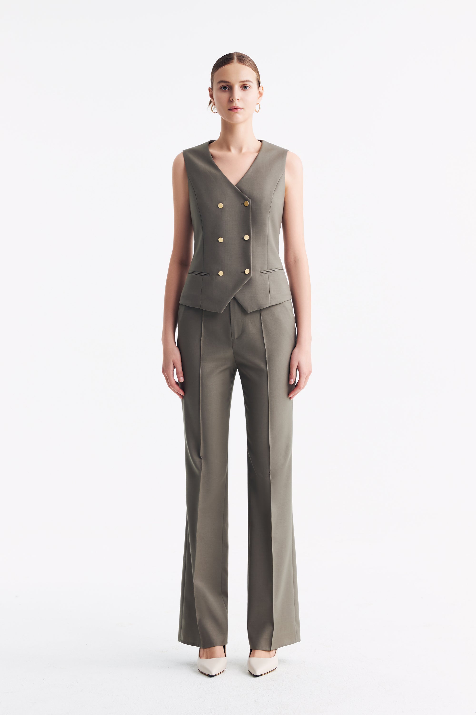 TieForHer - LC GANDI™ Tailored Slim-fit Ankle-length Trousers - Caterpillar Grey - Trouser